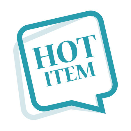 Blue Speech Bubble Hot Item Icon, Sticker or Label Isolated on White Backgroundの写真素材