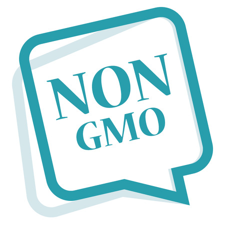 Blue Speech Bubble Non GMO Icon, Sticker or Label Isolated on White Backgroundの写真素材