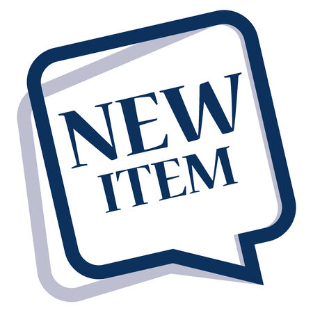 Blue Speech Bubble New Item Icon, Sticker or Label Isolated on White Backgroundの写真素材