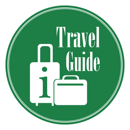 Green Blue Vintage Style Travel Guide Icon, Label, Button or Sticker Isolated on White Backgroundの写真素材
