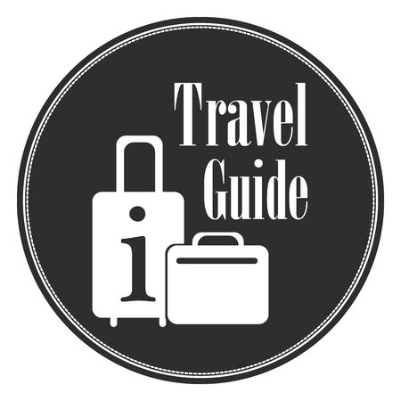 Black Blue Vintage Style Travel Guide Icon, Label, Button or Sticker Isolated on White Backgroundの写真素材