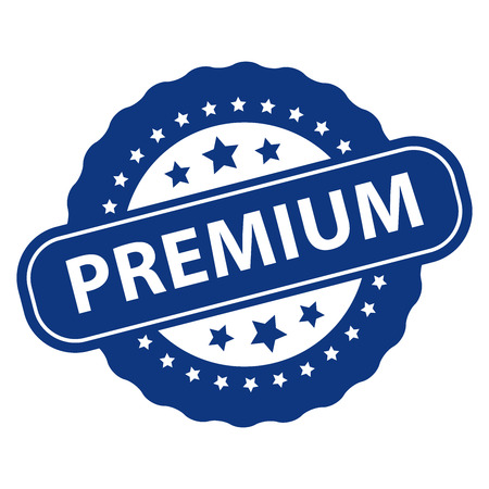 Blue Premium Icon, Badge, Label or Sticker Isolated on White Backgroundの写真素材