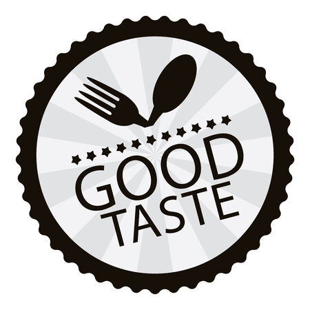 Black Vintage Style Good Taste Icon, Label, Button, Badge or Sticker Isolated on White Backgroundの写真素材