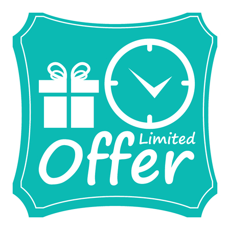 Blue Vintage Style Limited Offer Icon, Label, Button or Sticker Isolated on White Backgroundの写真素材