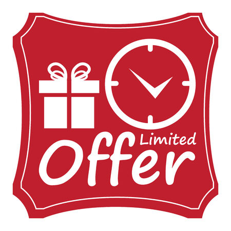 Red Vintage Style Limited Offer Icon, Label, Button or Sticker Isolated on White Backgroundの写真素材