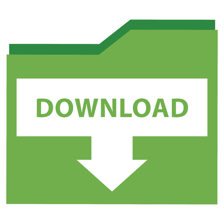 Green Download Document Icon, Sign or Button Isolated on White Backgroundの写真素材