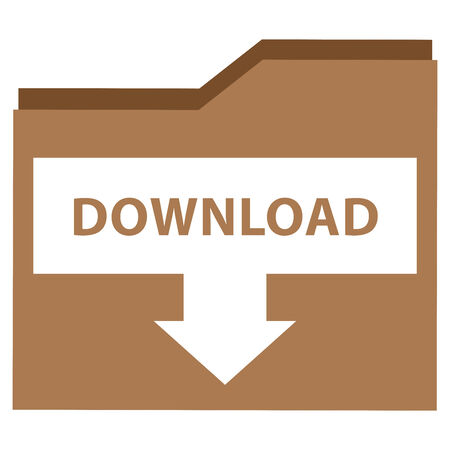 Brown Download Document Icon, Sign or Button Isolated on White Backgroundの写真素材