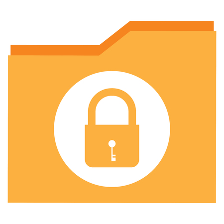 Orange Lock Document Icon, Sign or Button Isolated on White Backgroundの写真素材