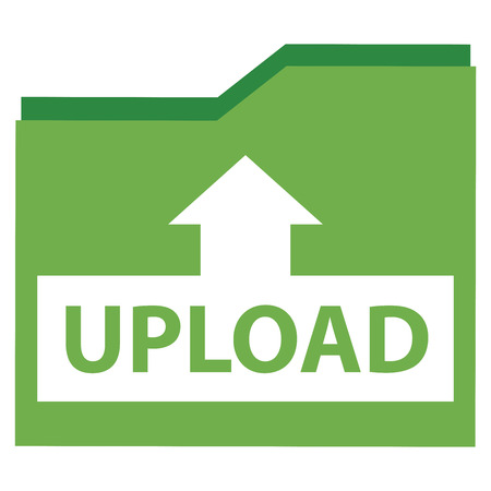 Green Upload Document Icon, Sign or Button Isolated on White Backgroundの写真素材