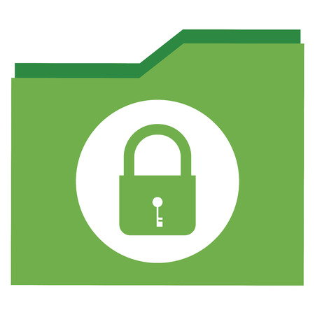 Green Lock Document Icon, Sign or Button Isolated on White Backgroundの写真素材