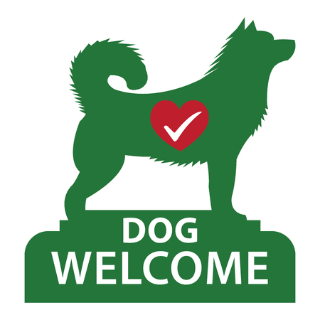 Green Dog Welcome Icon, Sticker or Label Isolated on White Backgroundの写真素材