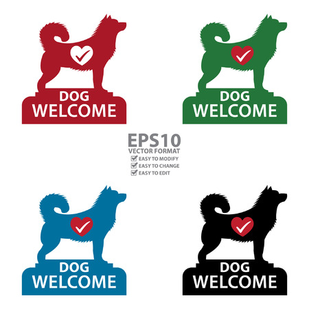 Vector : Dog Welcome Icon, Sticker or Label Isolated on White Backgroundのイラスト素材