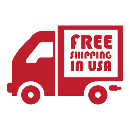 Red Free Shipping in USA Icon or Label Isolated on White Backgroundの写真素材