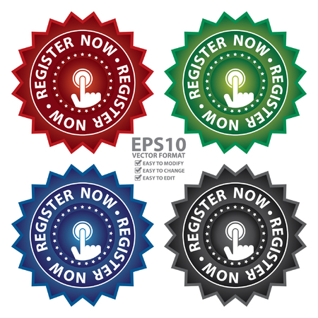Vector : Glossy Style Register Now Icon or Label Isolated on White Backgroundのイラスト素材