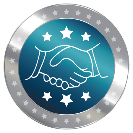 Blue Metallic Style Icon, Badge, Label, Button or Sticker for Business, Affiliate, Partnership, Job Seeker or Human Resource Isolated on White Backgroundの写真素材
