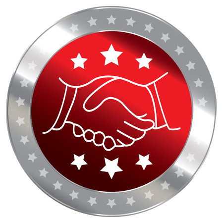 Red Metallic Style Icon, Badge, Label, Button or Sticker for Business, Affiliate, Partnership, Job Seeker or Human Resource Isolated on White Backgroundの写真素材