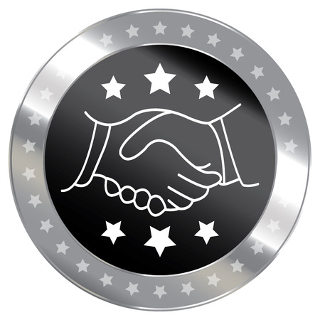 Black Metallic Style Icon, Badge, Label, Button or Sticker for Business, Affiliate, Partnership, Job Seeker or Human Resource Isolated on White Backgroundの写真素材