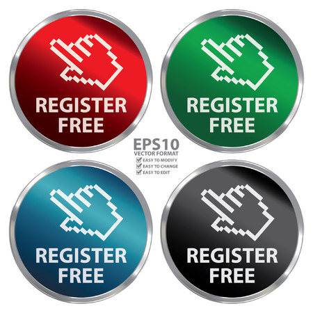 Vector : Graphic for Business Online Business or ECommerce Present By Metallic Register Free Icon Sticker Badge Label or Buttonのイラスト素材