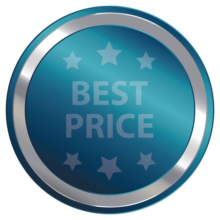 Blue Circle Best Price Badge Label Sticker Sign or Icon Isolated on White Backgroundの写真素材