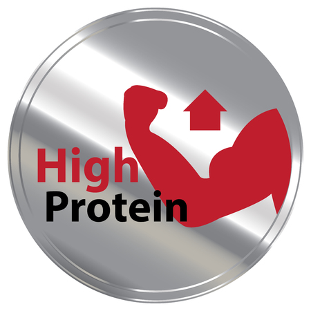 Silver Metallic Style High Protein Icon Badge Labelの写真素材