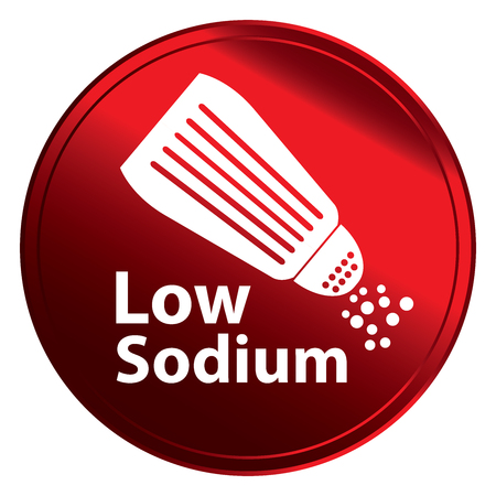 Red Metallic Style Low Sodium Icon Badge Labelの写真素材