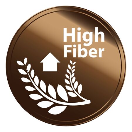 Brown Metallic Style High Fiber Icon Badge Labelの写真素材