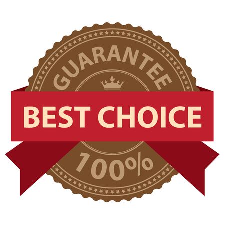 Brown Best Choice Guarantee 100 Banner Sign Tag Label Sticker or Icon Isolated on White Backgroundの写真素材