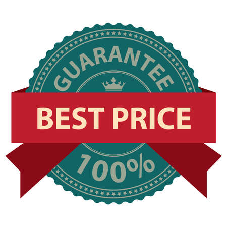 Guarantee Best Price 100 Ribbon Label Sticker or Icon Isolated on White Backgroundの写真素材