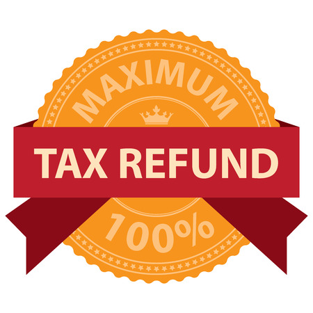 Maximum Tax Refund 100 Ribbon Label Sticker or Icon Isolated on White Backgroundの写真素材