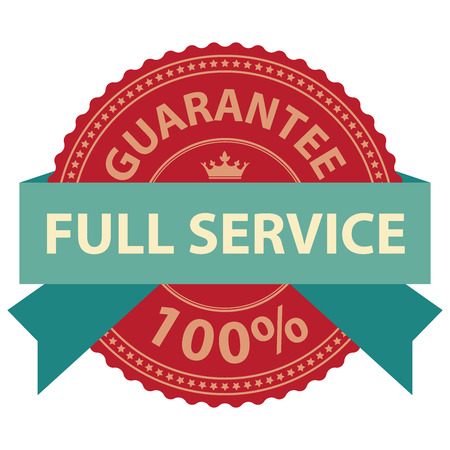 Guarantee Full Service 100 Ribbon Label Sticker or Icon Isolated on White Backgroundの写真素材