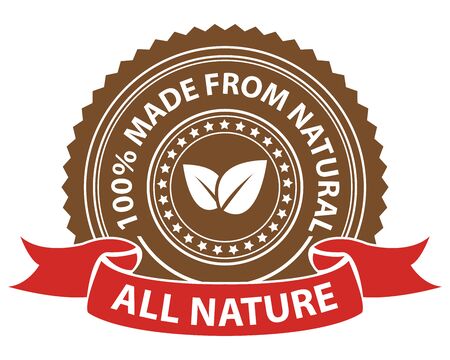 Brown All Nature 100 Percent Made From Natural Sticker Stamp Icon Tag Badge の写真素材