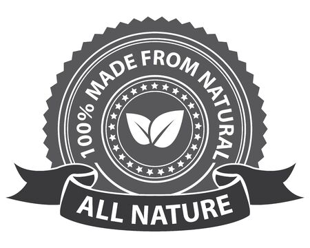 Black All Nature 100 Percent Made From Natural Sticker Stamp Icon Tag Badge の写真素材