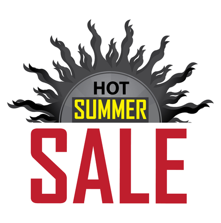 Black Hot Summer Sale Icon Banner Sticker or Label Isolated on White Backgroundの写真素材