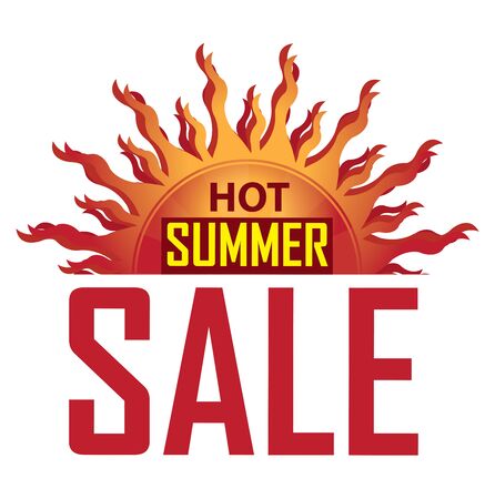 Red Hot Summer Sale Icon Banner Sticker or Label Isolated on White Backgroundの写真素材