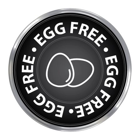 Black Circle Egg Free Icon Sticker or Label For Livestock Restaurant Food Health の写真素材