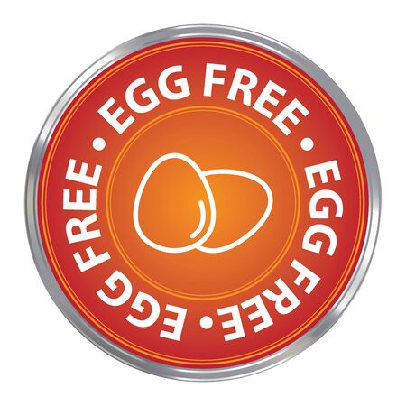 Orange Circle Egg Free Icon Sticker or Label For Livestock Restaurant Food Health or Dietary Business Isolated on White Backgroundの写真素材