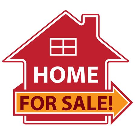 Red Home For Sale Icon or Label Isolated on White Backgroundの写真素材