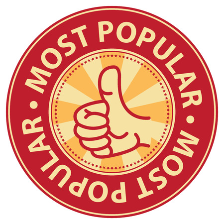 Red Most Popular Badge Banner Sign Tag Label Sticker or Icon Isolated on White Backgroundの写真素材