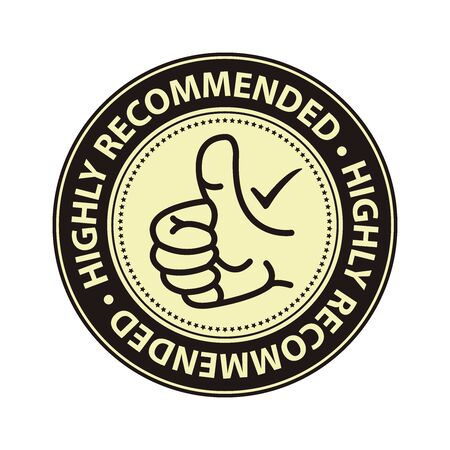 Black Highly Recommended Badge Banner Sign Tag Label Sticker or Icon Isolated on White Backgroundの写真素材
