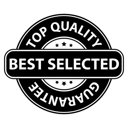 Black Best Selected Top Quality Badge Banner Sign Tag Label Sticker or Icon Isolated on White Backgroundの写真素材