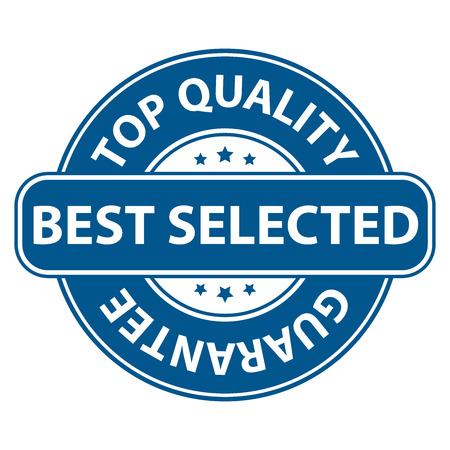 Blue Best Selected Top Quality Badge Banner Sign Tag Label Sticker or Icon Isolated on White Backgroundの写真素材