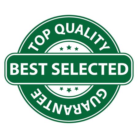 Green Best Selected Top Quality Badge Banner Sign Tag Label Sticker or Icon Isolated on White Backgroundの写真素材