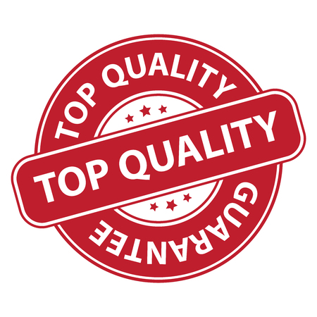 Red Top Quality Badge Banner Sign Tag Label Sticker or Icon Isolated on White Backgroundの写真素材