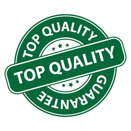 Green Top Quality Badge Banner Sign Tag Label Sticker or Icon Isolated on White Backgroundの写真素材