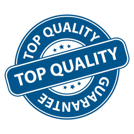 Blue Top Quality Badge Banner Sign Tag Label Sticker or Icon Isolated on White Backgroundの写真素材