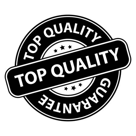 Black Top Quality Badge Banner Sign Tag Label Sticker or Icon Isolated on White Backgroundの写真素材