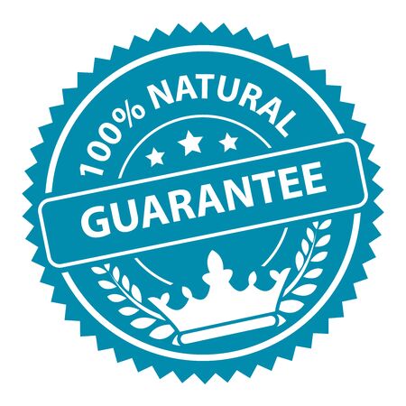 Blue 100 Natural Guarantee Icon Label Badge or Sticker Isolated on White Backgroundの写真素材
