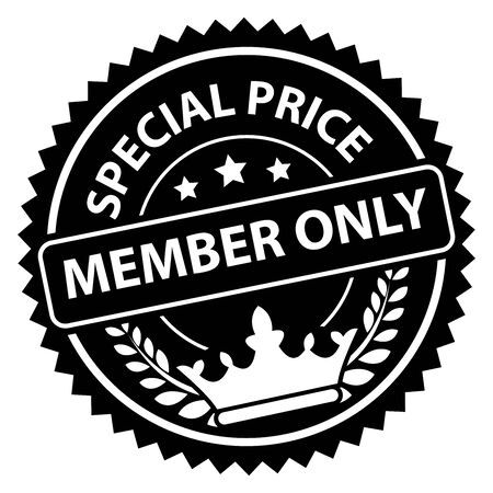Black Special Price Member Only Icon Label Badge or Sticker Isolated on White Backgroundの写真素材