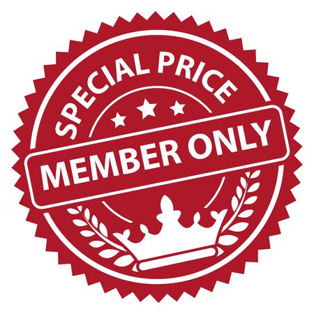 Red Special Price Member Only Icon Label Badge or Sticker Isolated on White Backgroundの写真素材