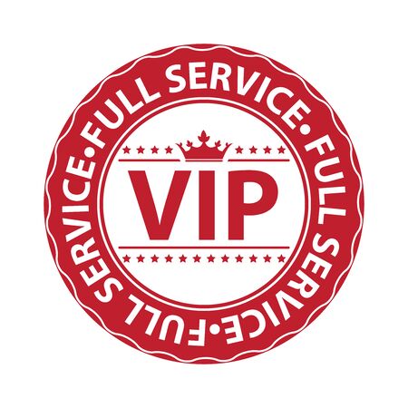 Red VIP Full Service Icon Label Button Badge or Sticker Isolated on White Backgroundの写真素材